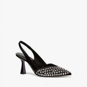 Michael Kors Chelsea Embellished Faux Suede and Patent Pump